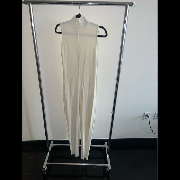 White CHANEL knit onesie romper bodysuit turtleneck sleeveless vintage not worn - Picture 2 of 12